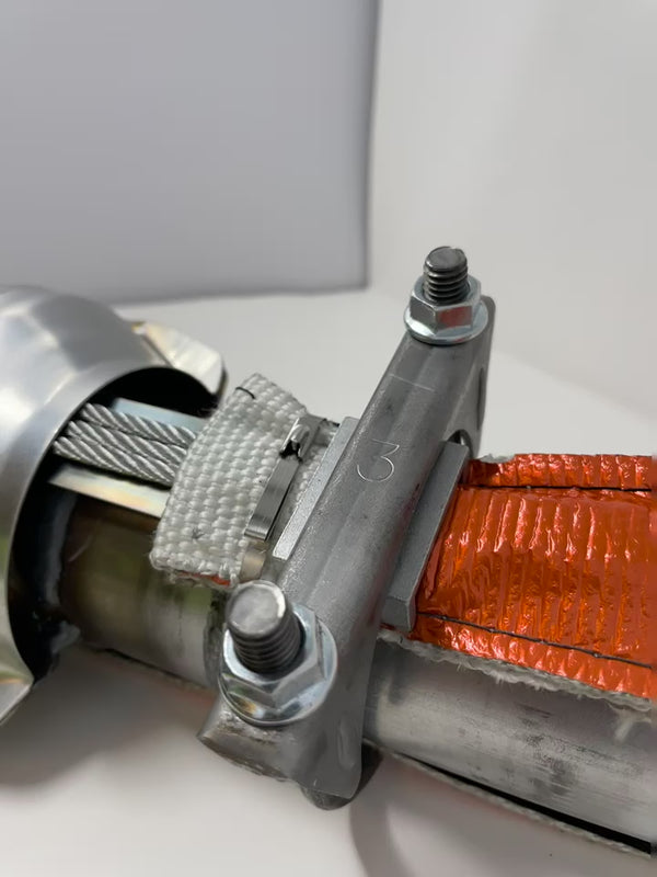 Stop catalytic converter theft. These collars enable the hidden aircraft cables to oscillate back-and-forth with the cutting blade, massively increasing the cutting difficulty.  